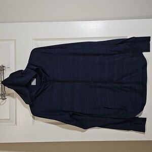 Athleta Hooded Lightweight Full Zip Blue Beach Travel Jacket Thumbholes Size M